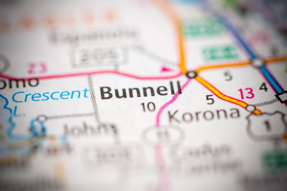 Bunnell on a map