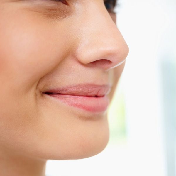 Closeup of woman's attractive nose
