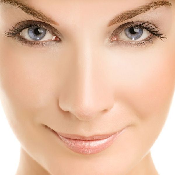 Close up of beautiful woman's blue eyes