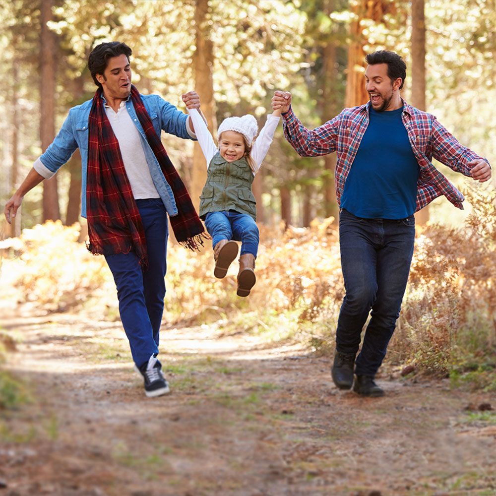 two men with child