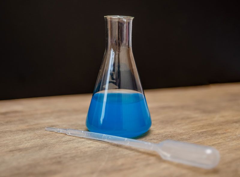 Blue dye in beaker