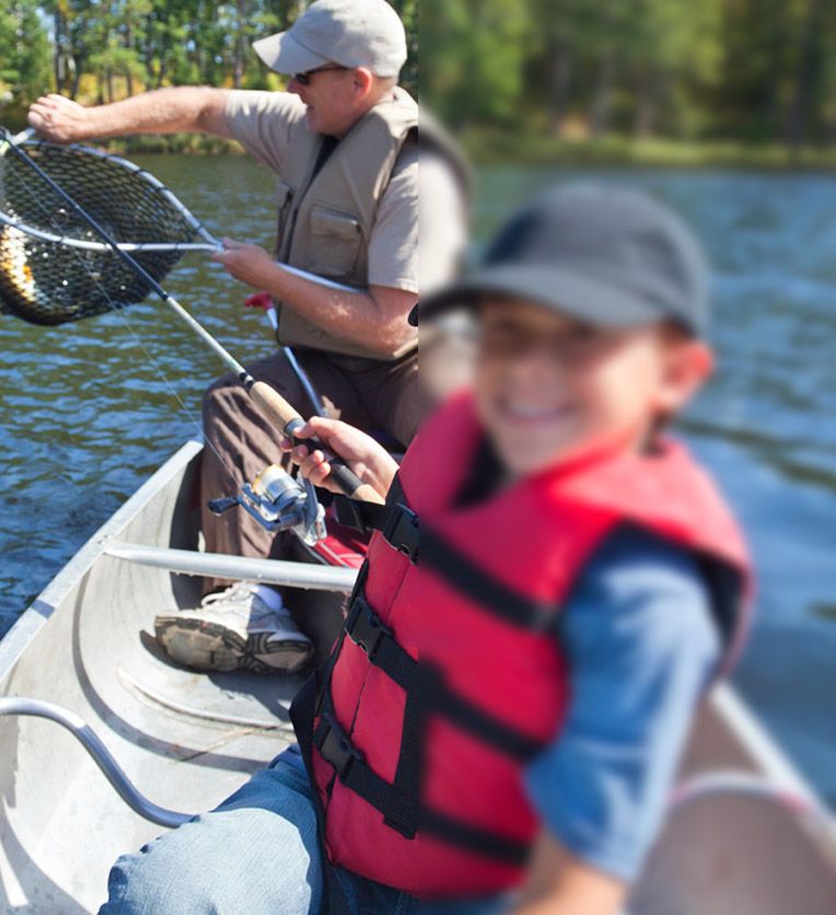 image of a boy fishing, with half of the image blurry