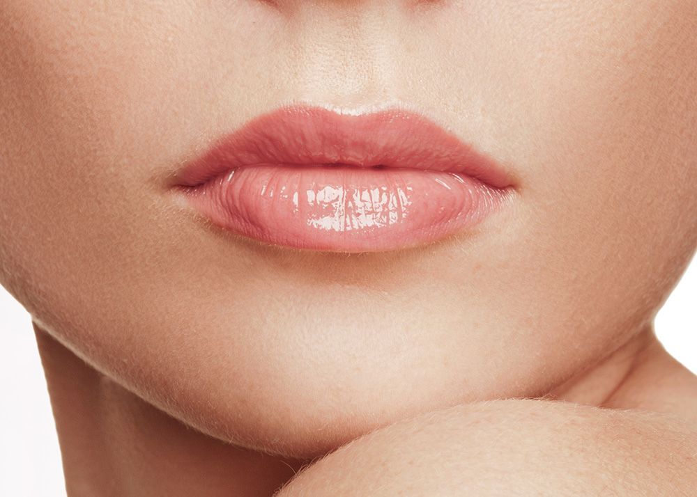 Close up of woman's voluptuous lips