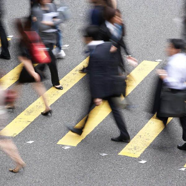 Busy pedestrian walkway