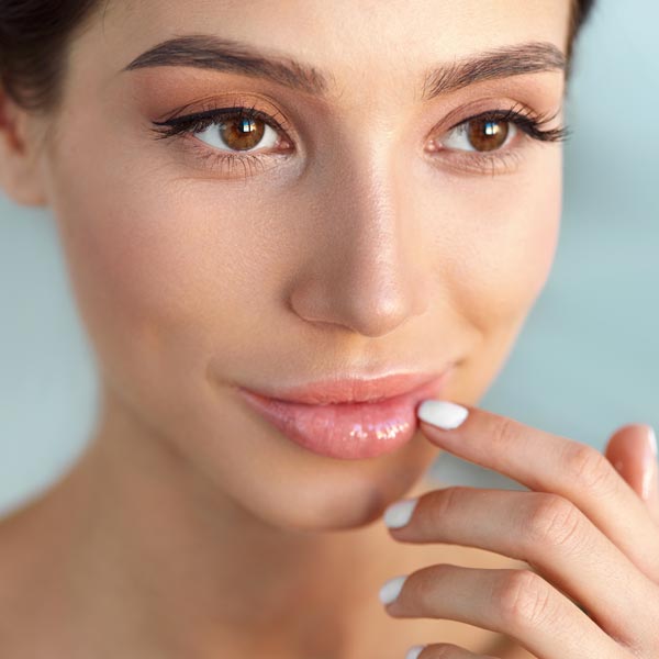 A closeup of a woman's face