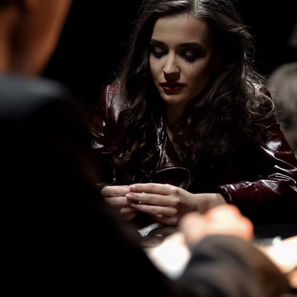 woman sitting at a table