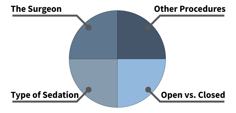 Pie chart of factors affecting cost of rhinoplasty