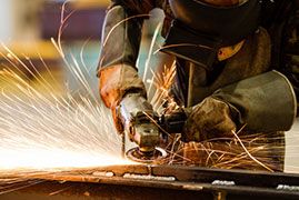 Sparks flying during metal work