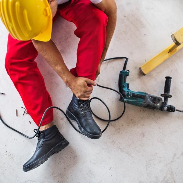 worker with foot injury