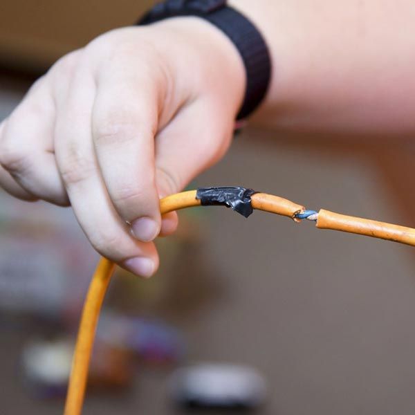 Frayed electric wiring