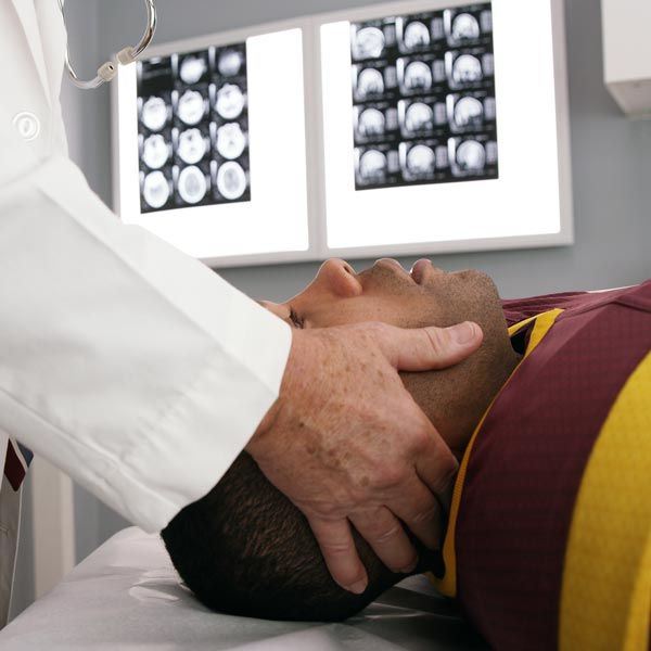 Athlete undergoing medical exam