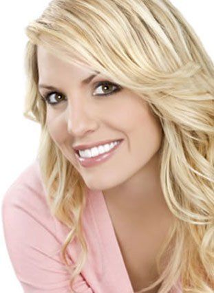 Blonde haired woman smiling
