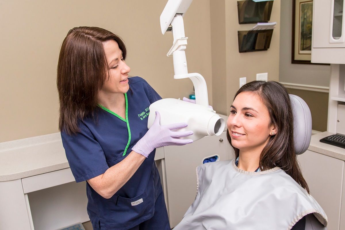 Patient at Jerry Hancock, DMD about to receive dental X-ray