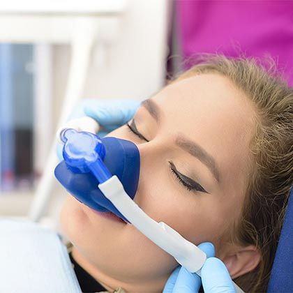 Woman with nasal mask