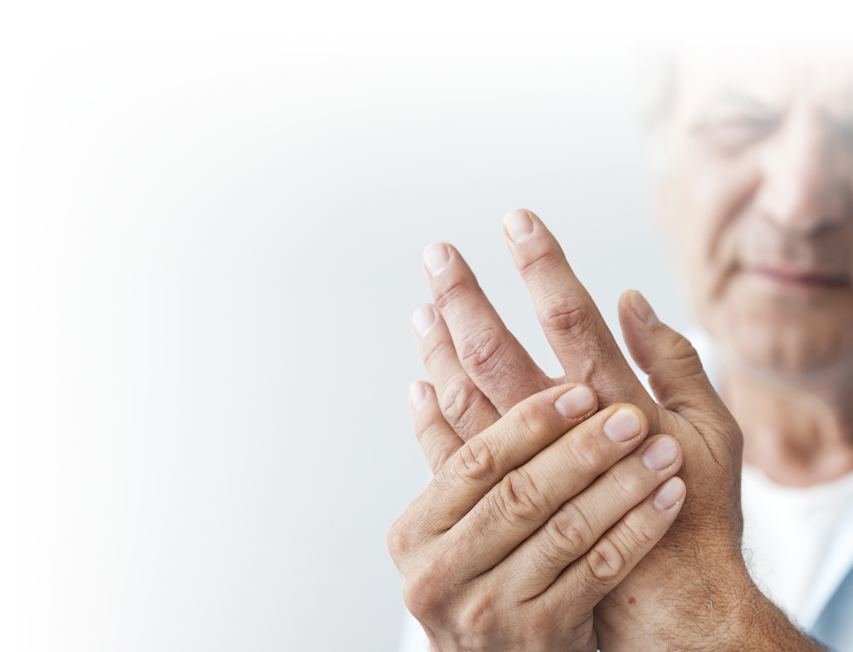 Man massaging hand