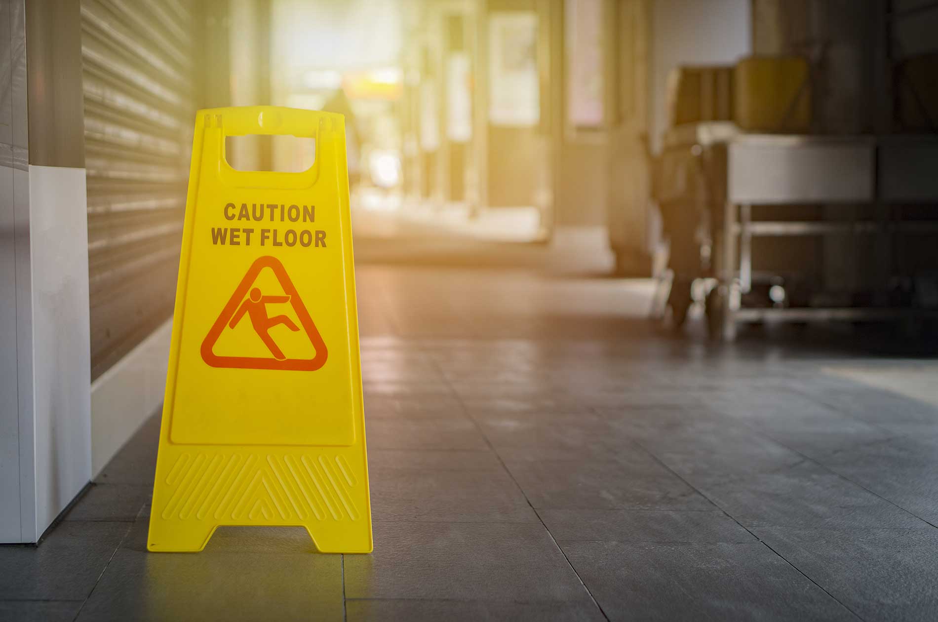 A wet floor sign