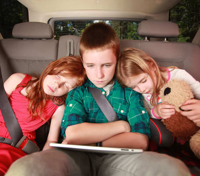 Children in backseat of car