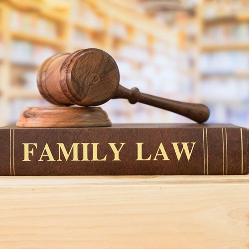 Family law book and gavel