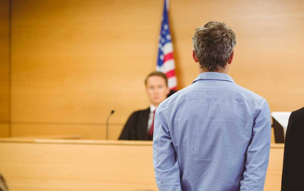 man in court
