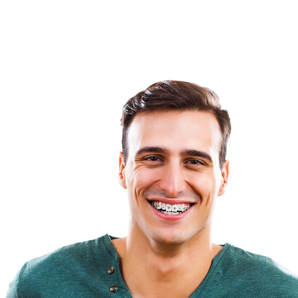 Smiling man with braces