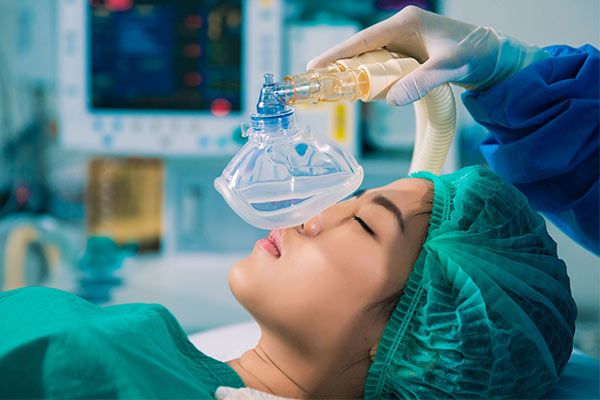 Plastic surgery patient under anesthesia